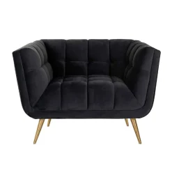 Fauteuil Huxley anthracite velours / brossé or (Quartz anthracite 801)