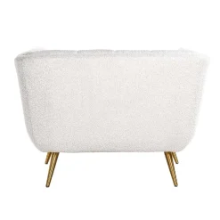 Fauteuil Huxley blanc Bouclé / brossé or (Copenhagen 900 Bouclé blanc)