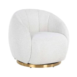 Fauteuil Jago blanc Bouclé / brossé or (Copenhagen 900 Bouclé blanc)
