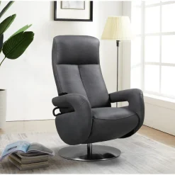 Fauteuil relax électrique cuir Grecia Gris foncé