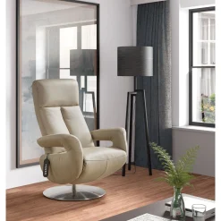 Fauteuil relax électrique cuir Grecia Gris foncé