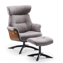 Fauteuil relax manuel bois microfibre Osaka Bleu foncé