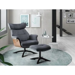 Fauteuil relax manuel bois microfibre Osaka Bleu foncé