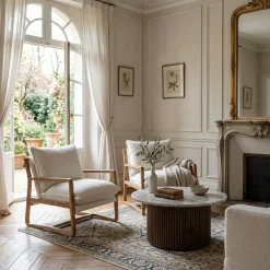 Fauteuil tissu bouclette blanc | Lucca