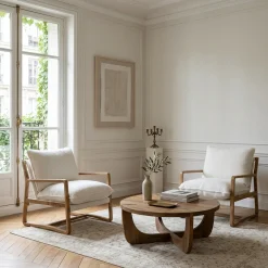 Fauteuil tissu bouclette blanc | Lucca