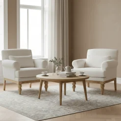 Fauteuil tissu bouclette blanc | Teddy