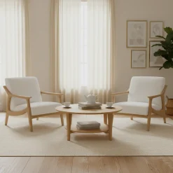 Fauteuil tissu bouclette blanc | Jade