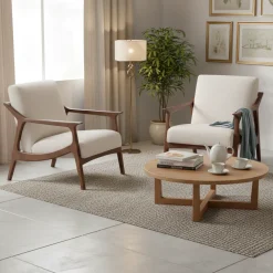 Fauteuil tissu bouclette gris | Jade