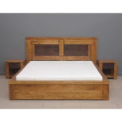 Lit bois sculpté 160 bicolore | Acacia Maya