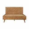 Lit sculpté 160 cm en bois massif manguier - Floria