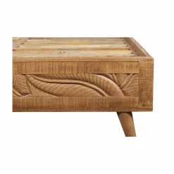Lit sculpté 160 cm en bois massif manguier - Floria