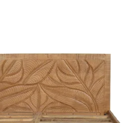 Lit sculpté 160 cm en bois massif manguier - Floria