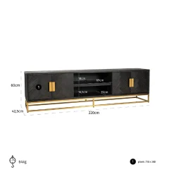 Meuble TV 220 Blackbone gold 4-portes