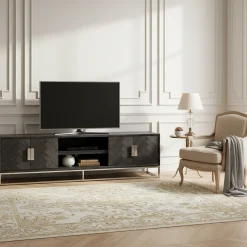 Meuble TV 220 Blackbone silver 4-portes