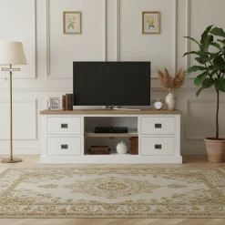 Meuble TV 4 tiroirs "Chêne et Pin Chic"