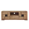 Meuble TV bois sculpté bicolore 160 2P 1T | Acacia Maya