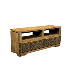 Meuble TV bois sculpté bicolore 130 2T | Acacia Maya
