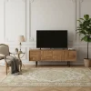 Meuble Tv bois sculpté motif géométrique 4P | Manguier Maglan