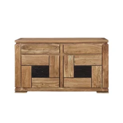 Petit buffet bois sculpté bicolore 2P 2T | Acacia Maya