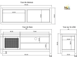 Petit meuble Tv bois nature porte cannage | Acacia Tatoo II