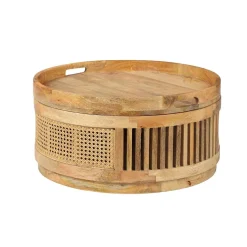 Set de 2 tables basses manguier et cannage