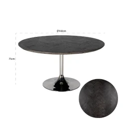 Table à dîner Blackbone Ø140 argentée