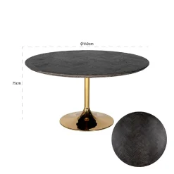 Table à dîner Blackbone gold Ø140