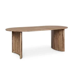 Table à manger bord arrondi | Acacia Ellipse Naturel