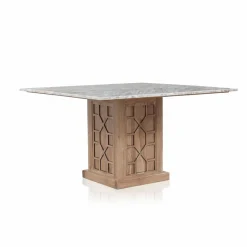 Table à manger carrée 130 avec plateau en marbre | Acacia Punjab-II