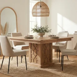 Table à manger carrée 130 cm avec rallonge | Acacia Punjab-II