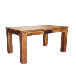 Table à manger en bois sculpté bicolore 160/240 | Acacia Maya
