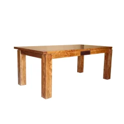 Table à manger en bois sculpté bicolore 160/240 | Acacia Maya