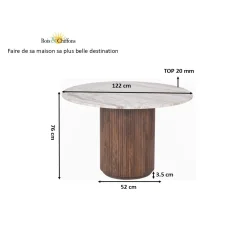 Table a manger ronde plateau marbre | Manguier Kfir III