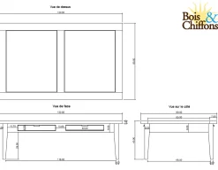 Table basse 4 tiroirs | Manguier Farm II