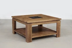 Table basse carrée bois sculpté bicolore | Acacia Maya