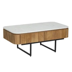 Table basse plateau marbre blanc | Manguier Kfir II