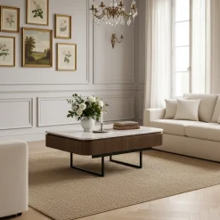 Table basse plateau marbre | Manguier Kfir III