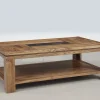 Table basse rectangulaire bois sculpté bicolore | Acacia Maya