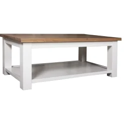 Table basse rectangulaire double plateau "Chêne et Pin Chic"