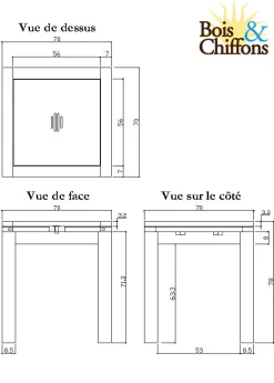 Table carrée 70x70 à rallonges