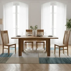 Table de repas carrée allonge bois strié | Acacia Verone