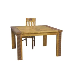 Table de repas carrée allonge bois strié | Acacia Verone