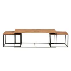 Tables basses rectangulaires set de 3 manguier | Solaris II