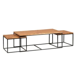 Tables basses rectangulaires set de 3 manguier | Solaris II