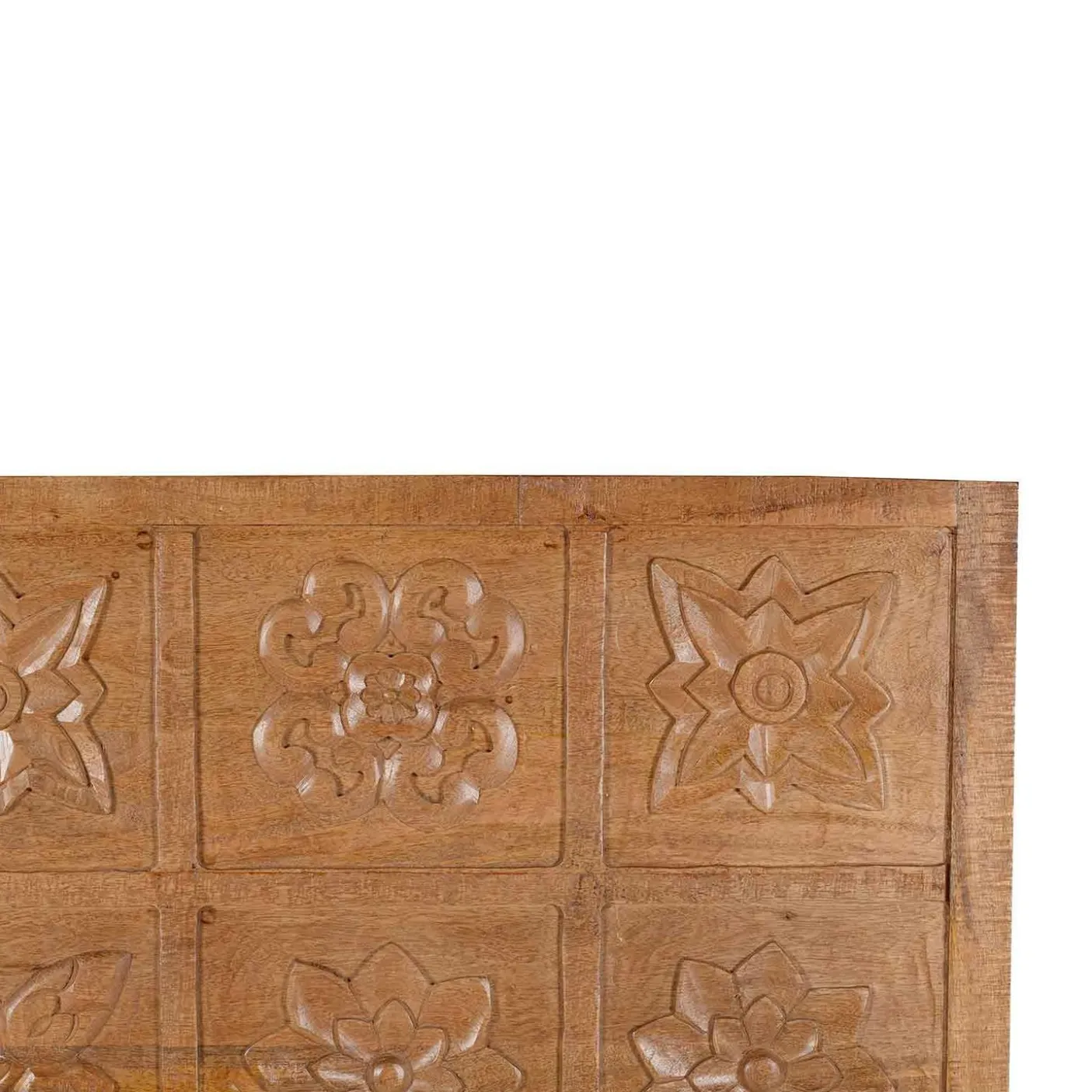 Tête de lit king size sculptée 180 cm en bois manguier massif - Sculture