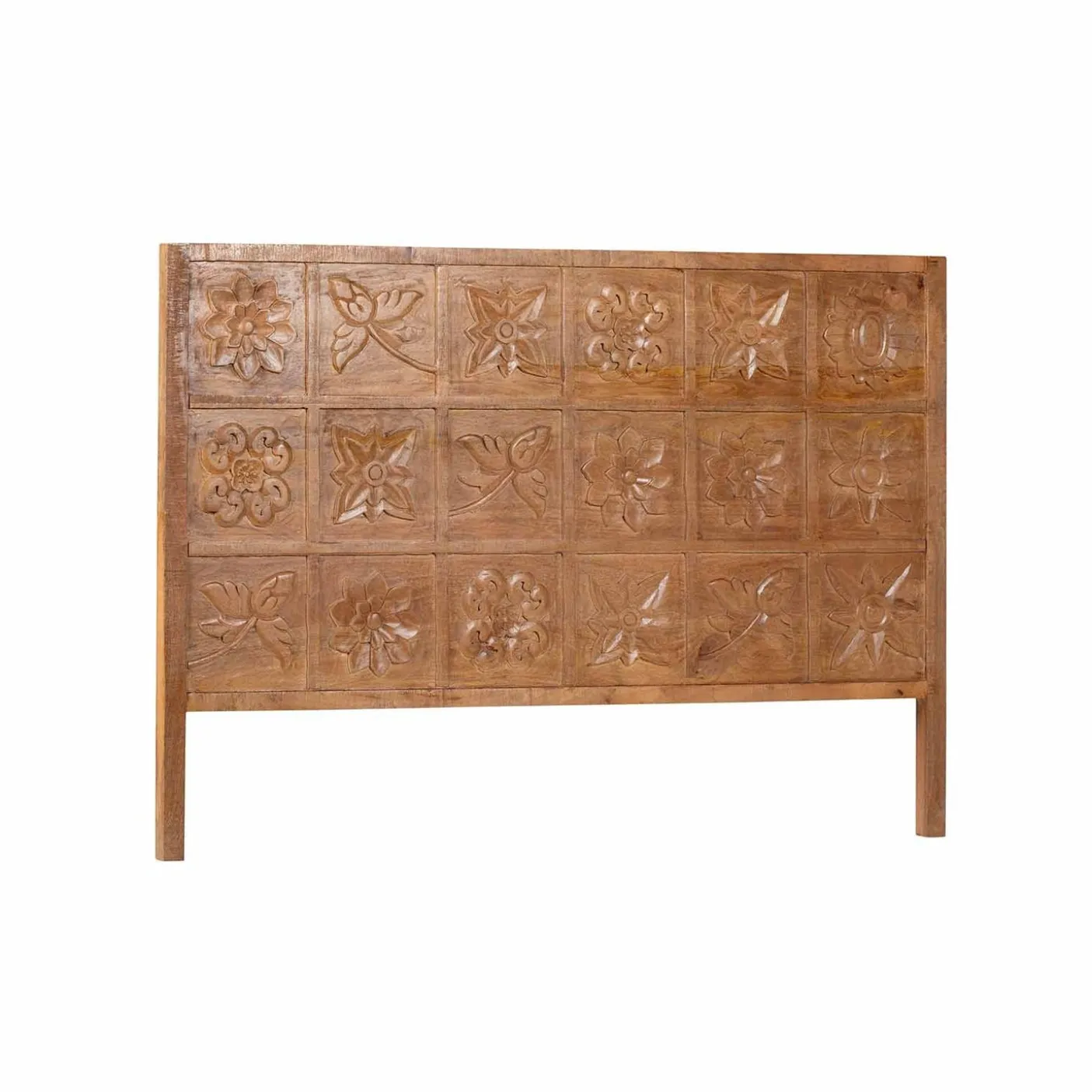 Tête de lit king size sculptée 180 cm en bois manguier massif - Sculture