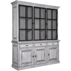 Vitrine 2x3 portes 3 tiroirs "Pin et Métal Provence"