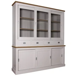 Vitrine 2x3 portes 4 tiroirs "Chêne et Pin Chic"