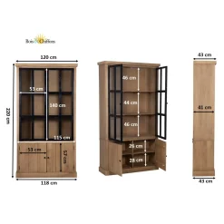 Vitrine 2x2 Portes bois massif en manguier – Scandinaves